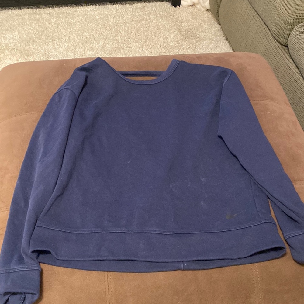Small Navy open back crew neck